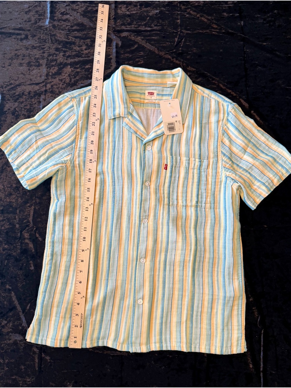 Levi's Short-Sleeve Striped Button-Up Shirt in Blue, Cream & Yellow